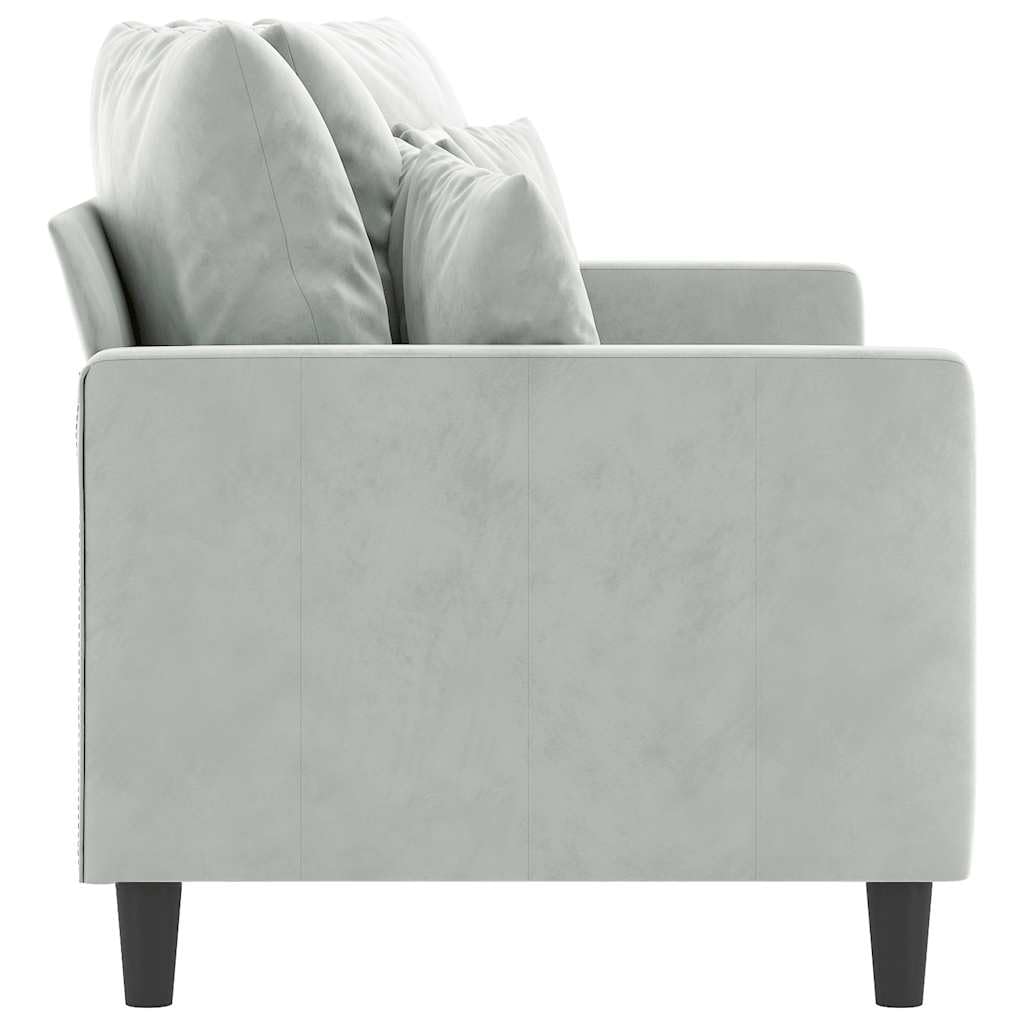 Light Gray Velvet 2-Seater Loveseat Sofa I506104