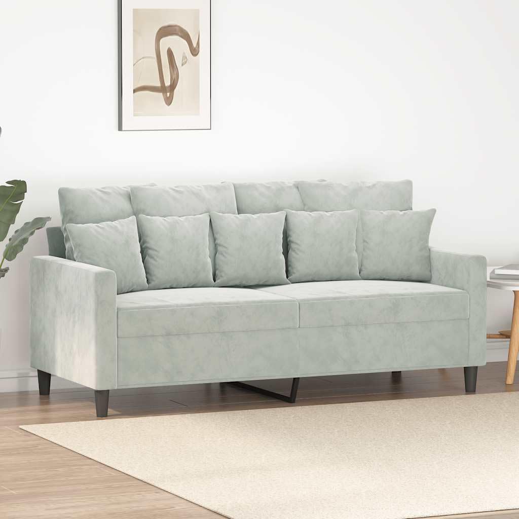 Light Gray Velvet 2-Seater Loveseat Sofa I506104