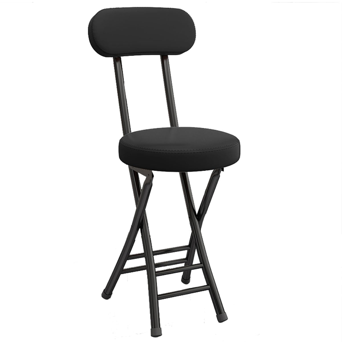 Folding Bar Stool with Backrest, Black W412510