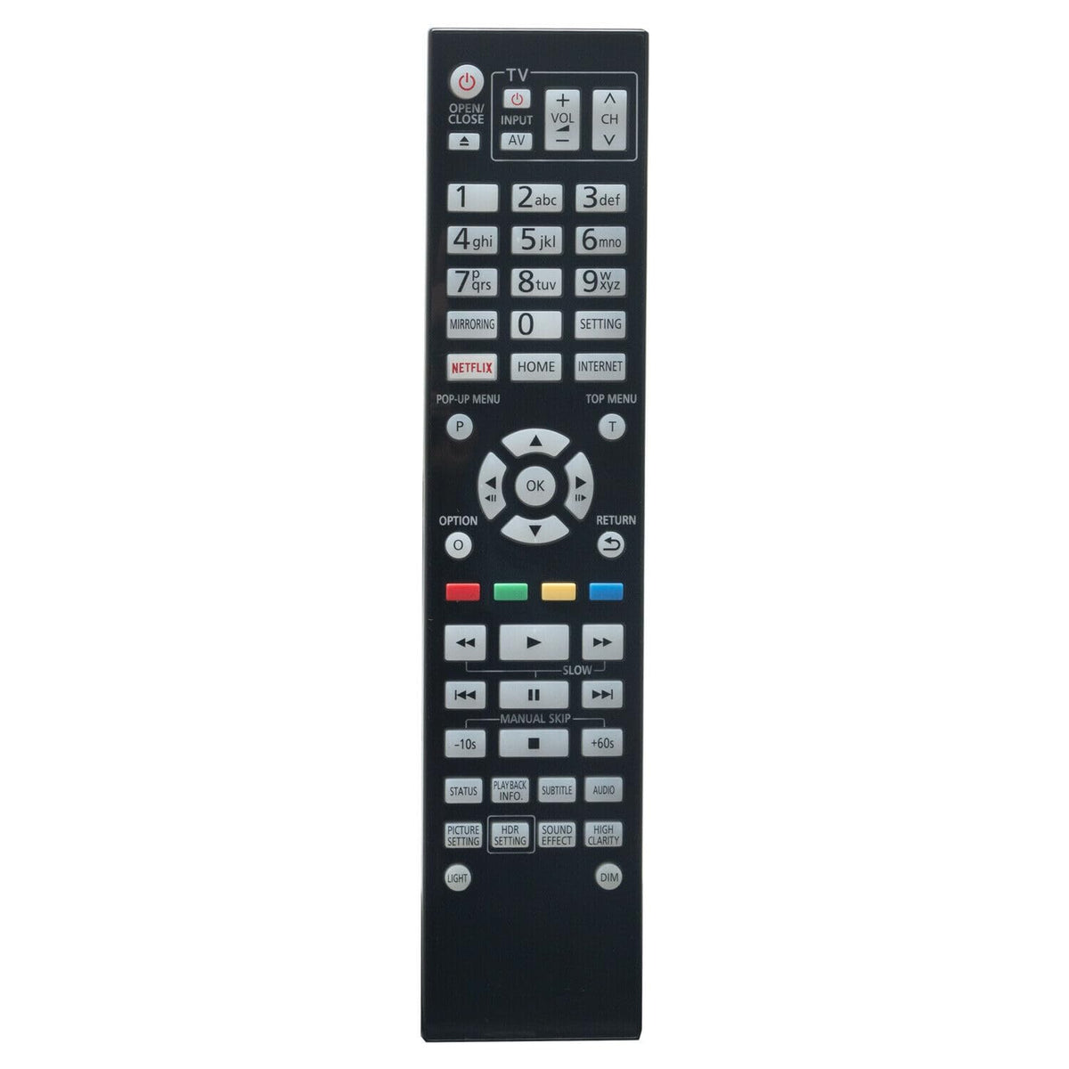Replacement Remote Control for Blu-ray DVD Disc Player with Backlight E525943