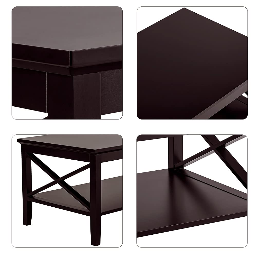 Espresso Wood Coffee Table with Storage 40 inches V790