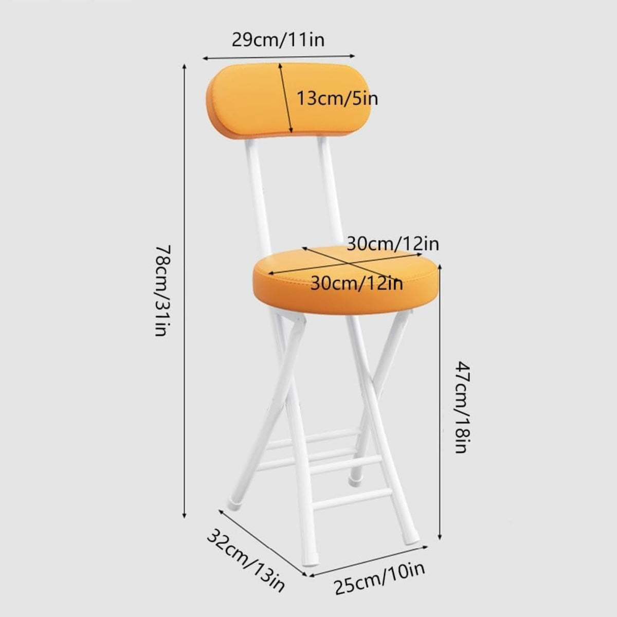 Black Cushioned Folding Stool with Backrest L46879