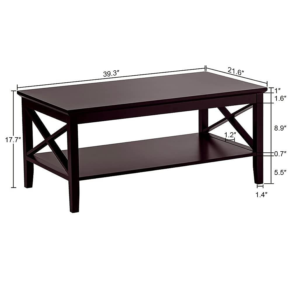 Espresso Wood Coffee Table with Storage 40 inches V790