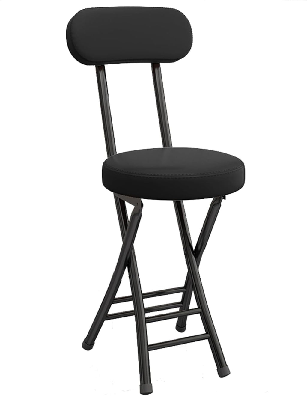 Black Cushioned Folding Stool with Backrest L46879
