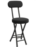 Black Cushioned Folding Stool with Backrest L46879