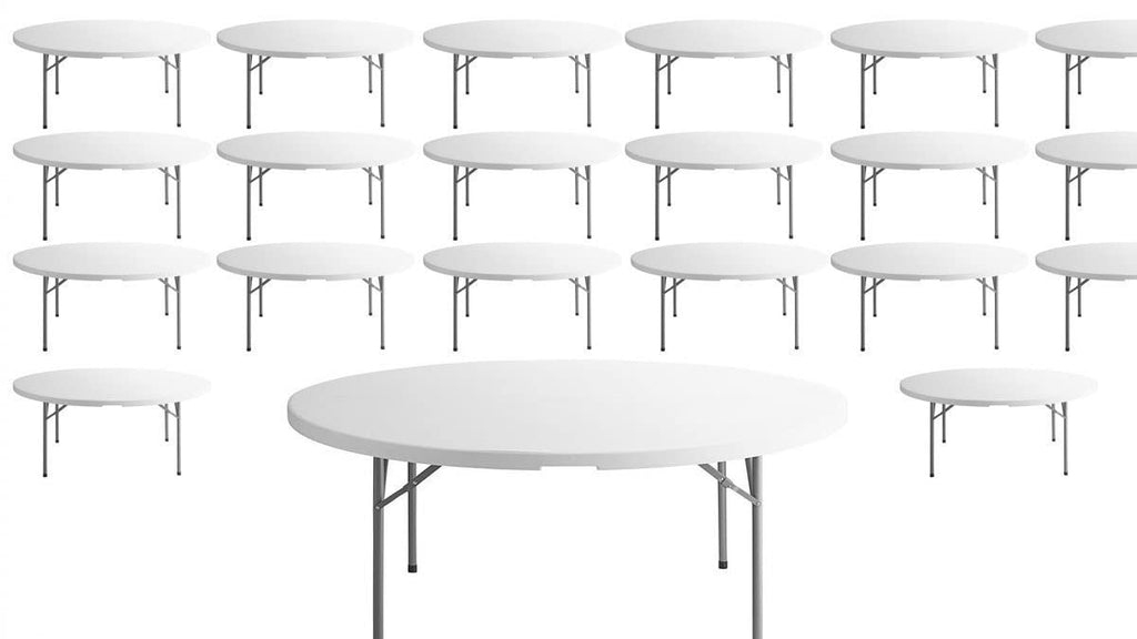White 6-ft Plastic Folding Round Table O511093