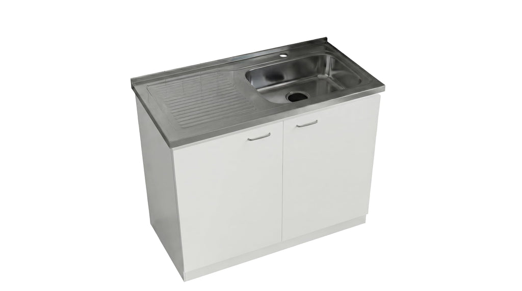 White 39 in Kitchen Sink Cabinet with Stainless Steel Top V24081