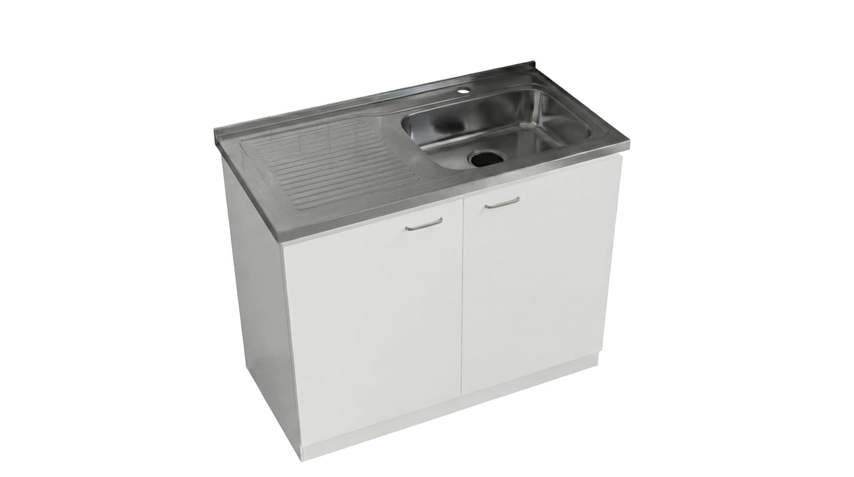 White 39 in Kitchen Sink Cabinet with Stainless Steel Top V24081