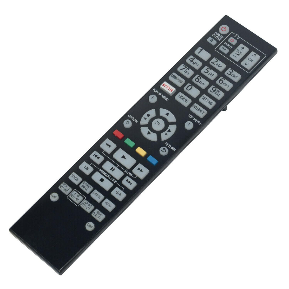 Replacement Remote Control for Blu-ray DVD Disc Player with Backlight E525943