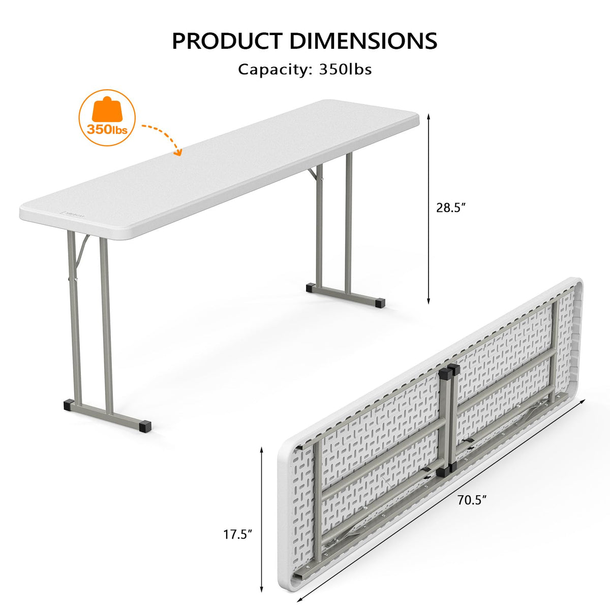 White 6 FT Narrow Folding Table Set of 2 W154