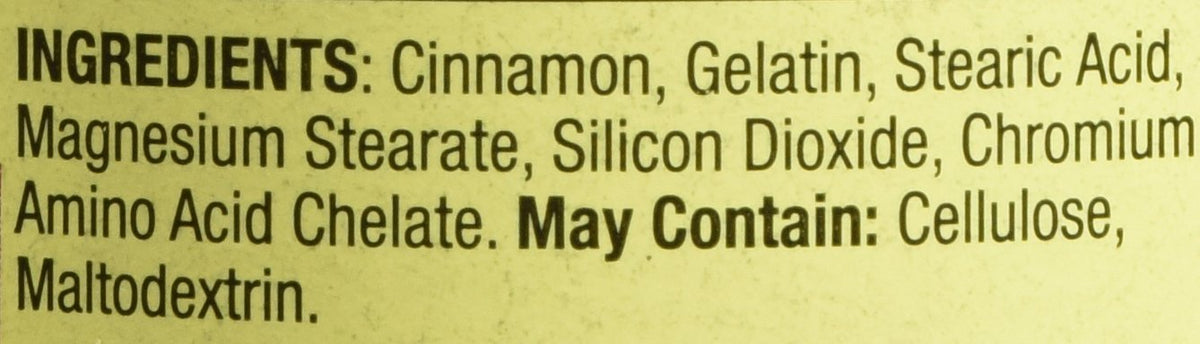 Cinnamon 500mg Plus Chromium 2 Bottles of 180 Capsules Z20720