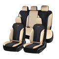 Beige 5-Piece PU Leather Mesh Car Seat Covers U66363