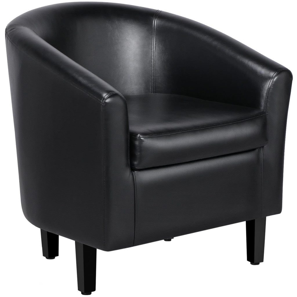 Black Faux Leather Barrel Accent Chairs M508289