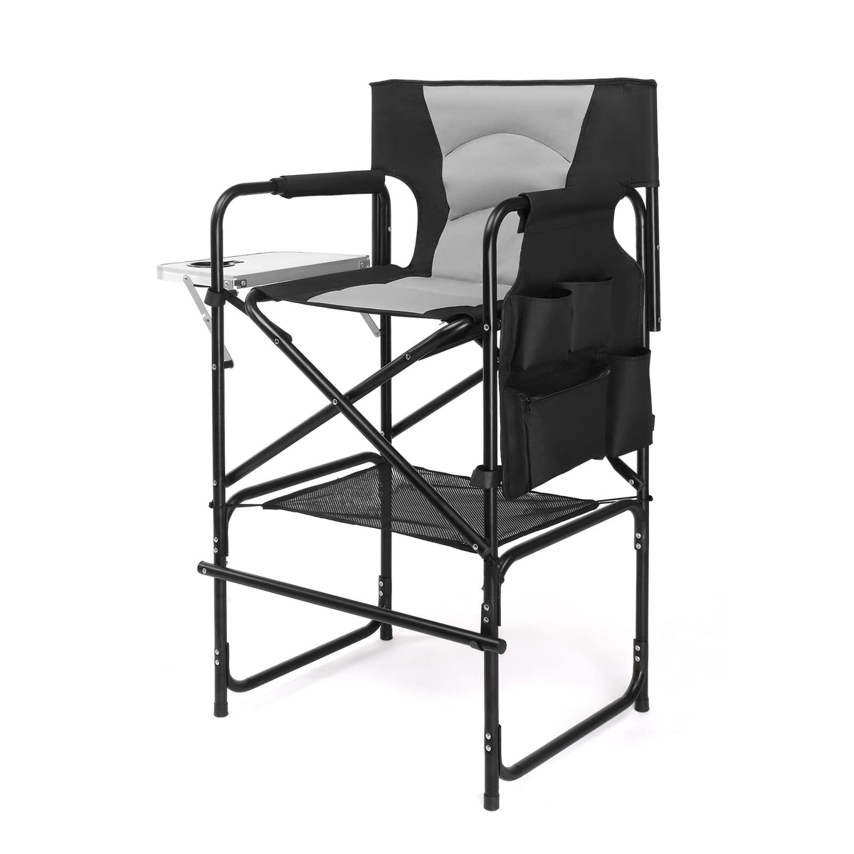 Extra Tall Portable Folding Makeup Artist Chair with Side Table L6676