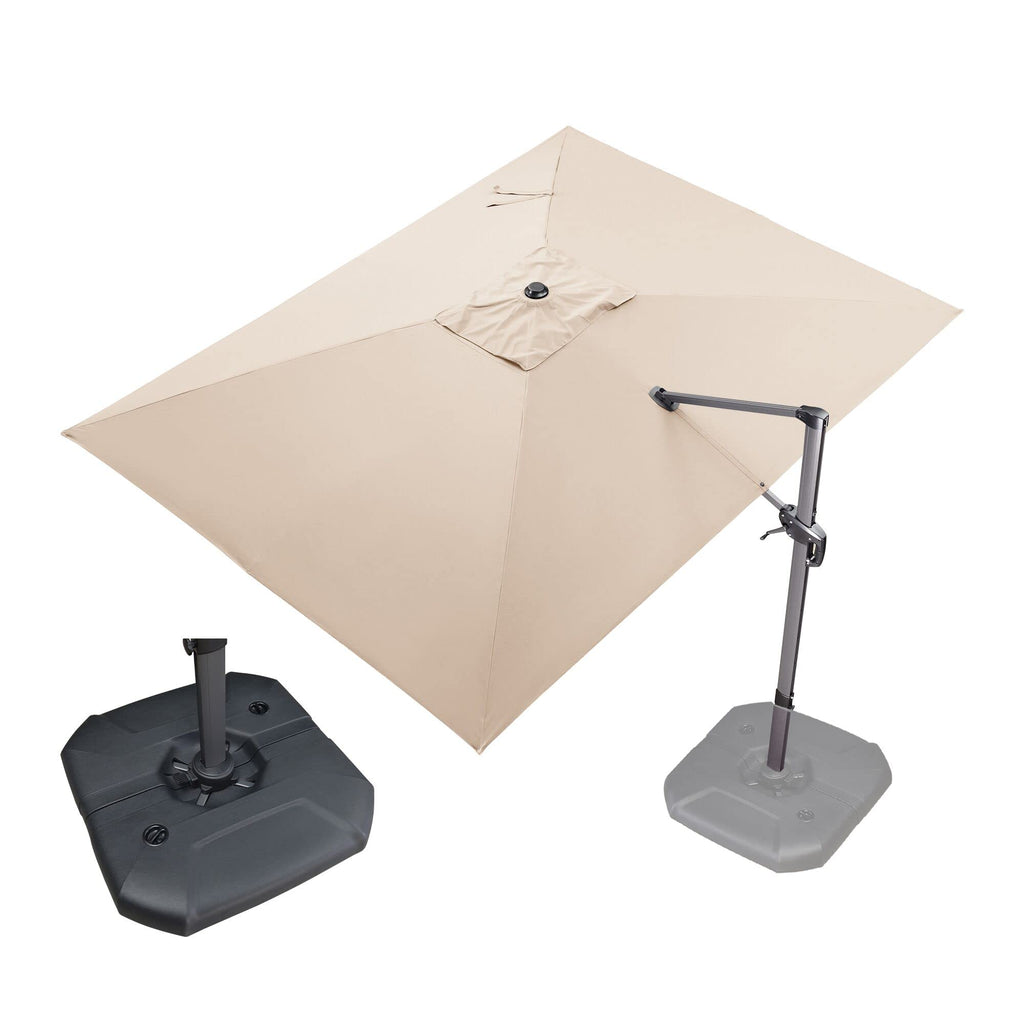 Beige 360° Rotation Patio Umbrella with Base S423235