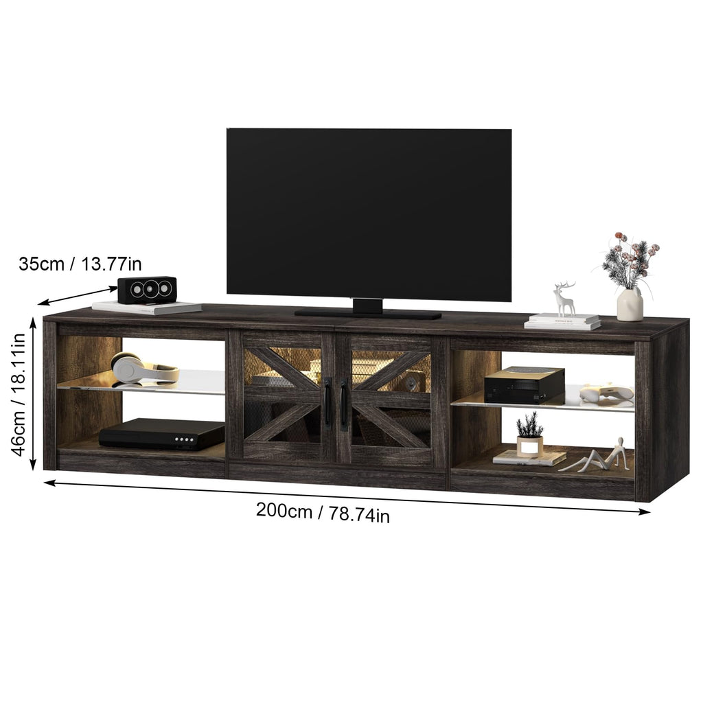 Rustic Brown Grey TV Stand with Sliding Barn Door Y56522