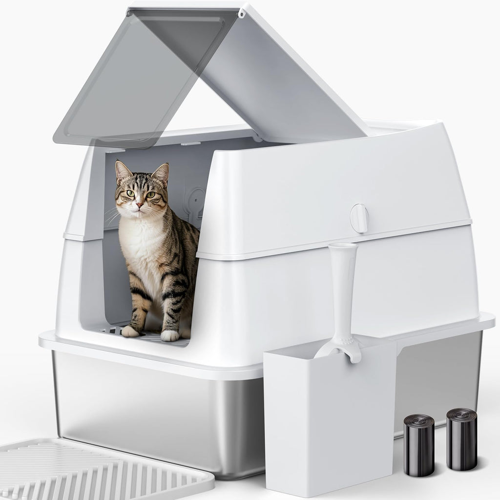 XL Stainless Steel Litter Box with Lid C7060