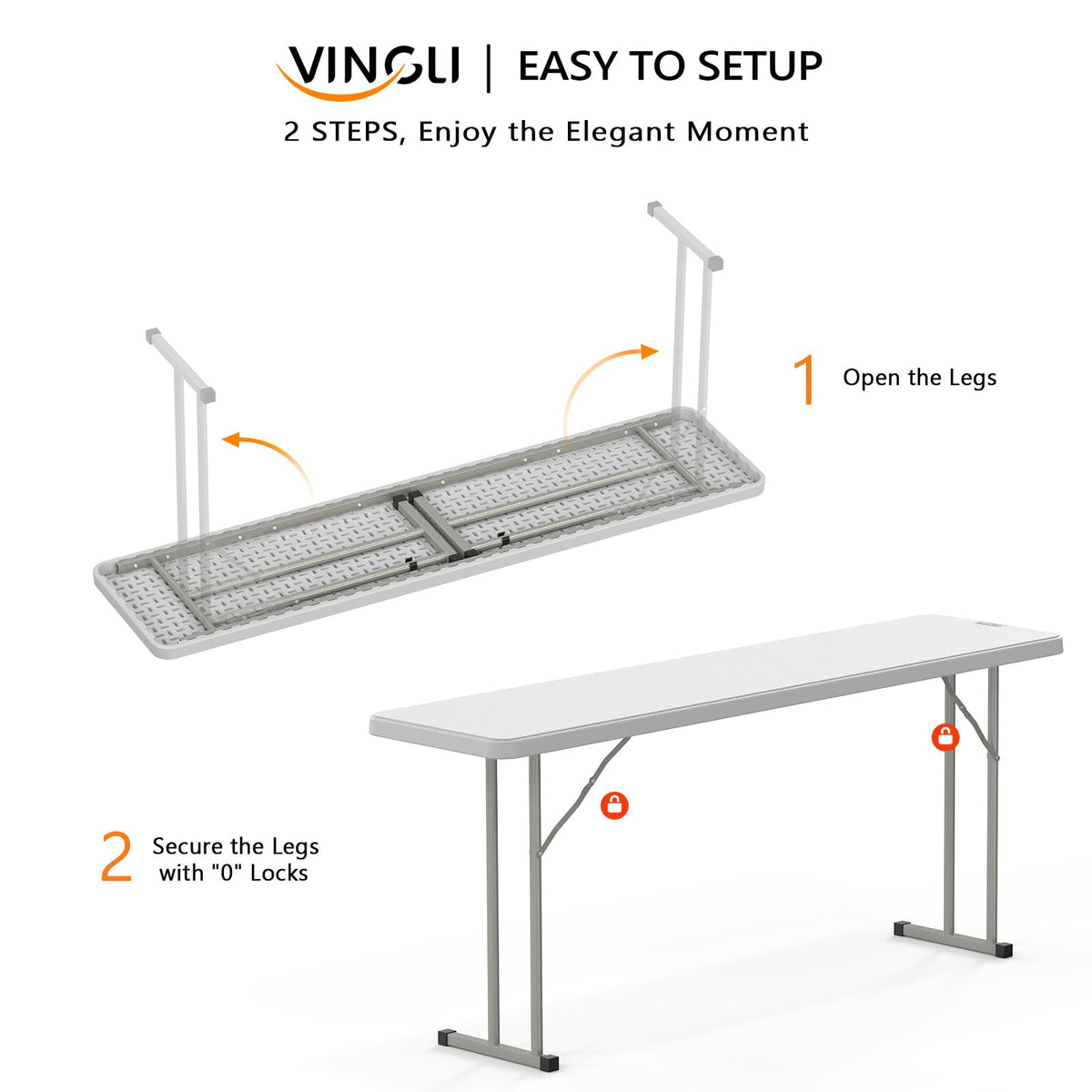White 6 FT Narrow Folding Table Set of 2 W154