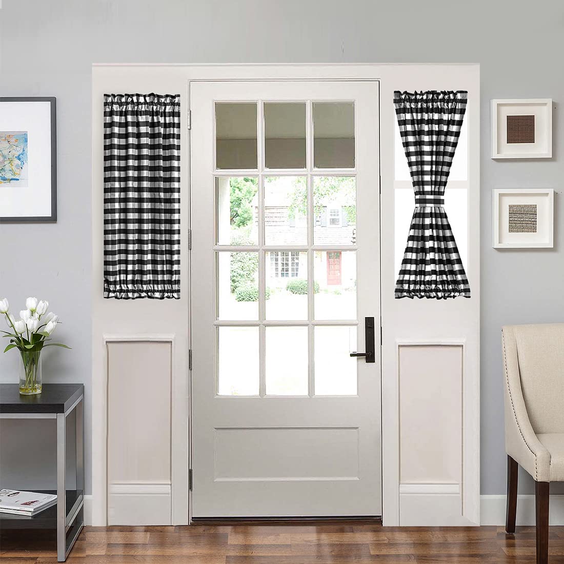 Black and White Buffalo Check Rod Pocket Curtain 25"x40" U921