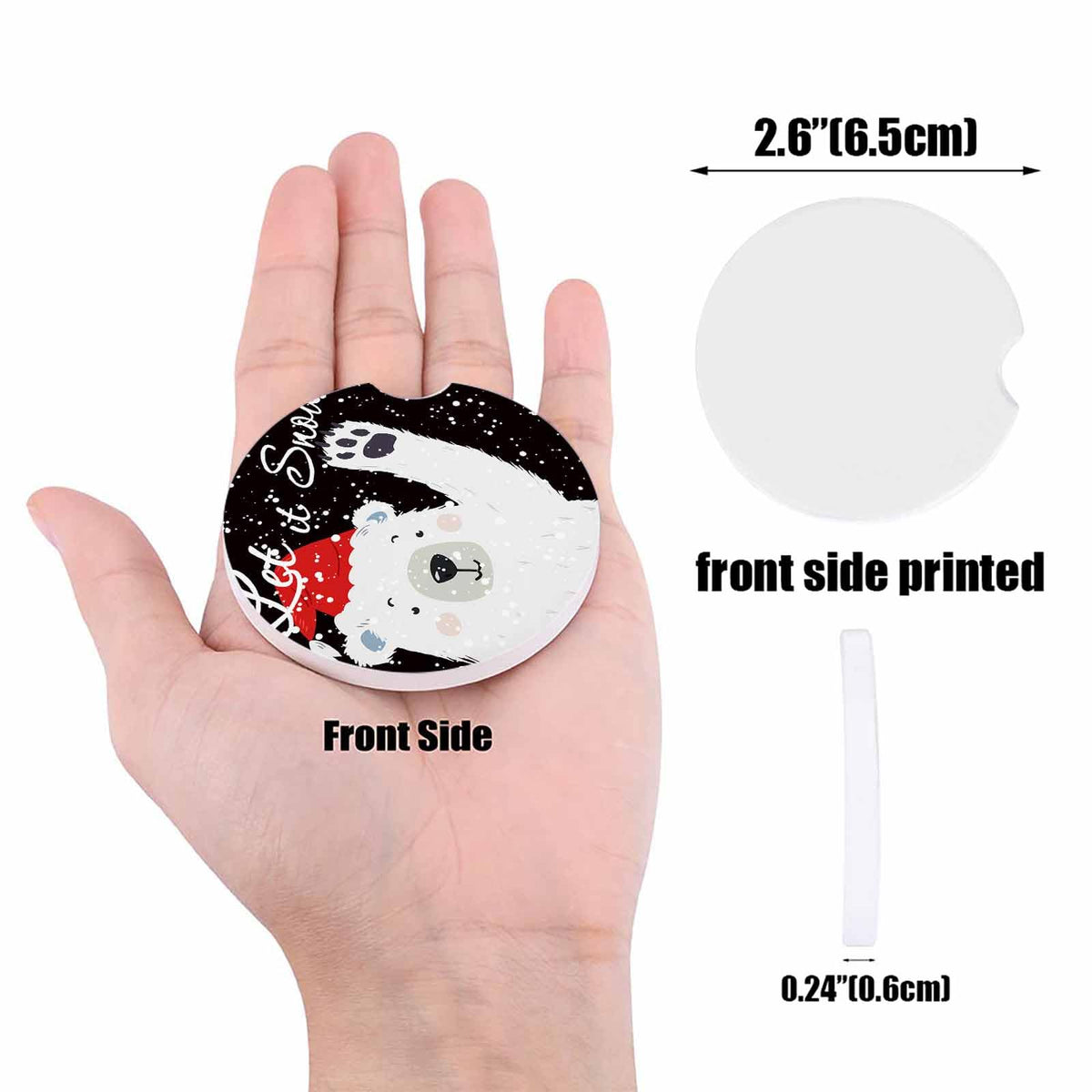 Black Ceramic Car Coasters 6 Piece Set L65047