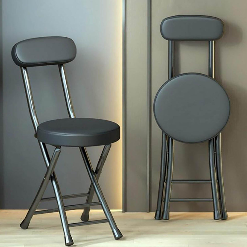 Folding Bar Stool with Backrest, Black W412510