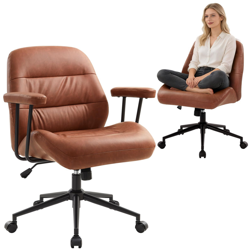 Leather Home Office Chair with Removable Armrests E99523