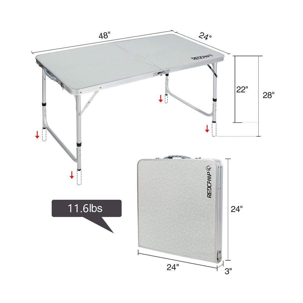 4ft Lightweight Portable Folding Camping Table with Adjustable Heights E90730