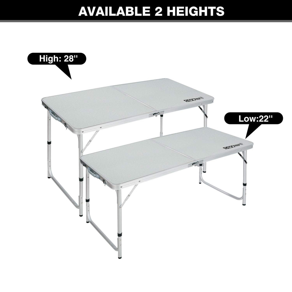 4ft Lightweight Portable Folding Camping Table with Adjustable Heights E90730