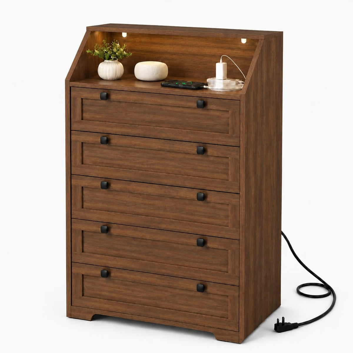 Walnut 5 Drawer Dresser M7908