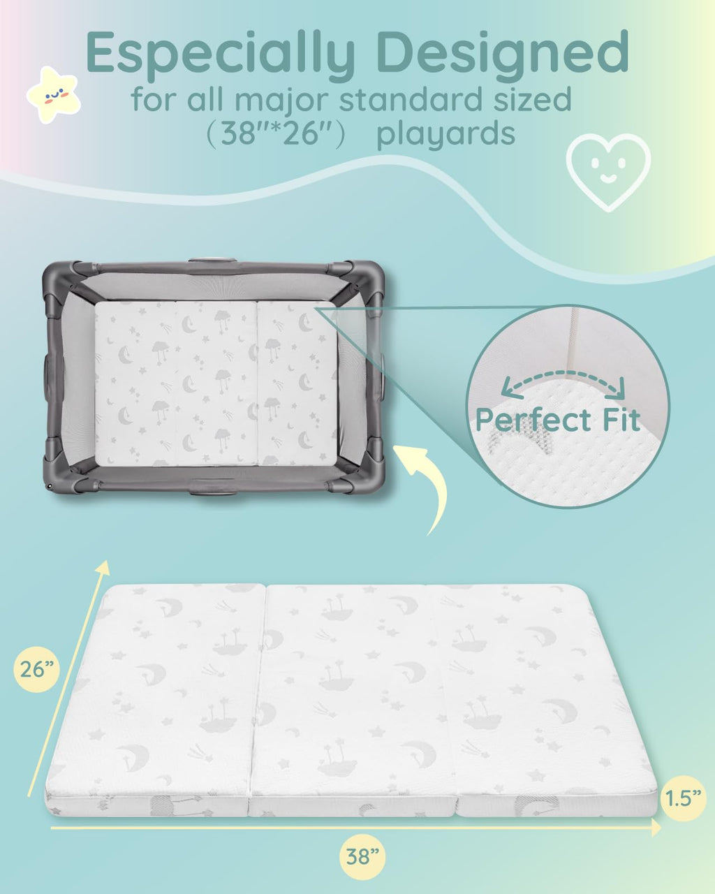 Pack and Play Mattress 38"x26"x1.5" N62389