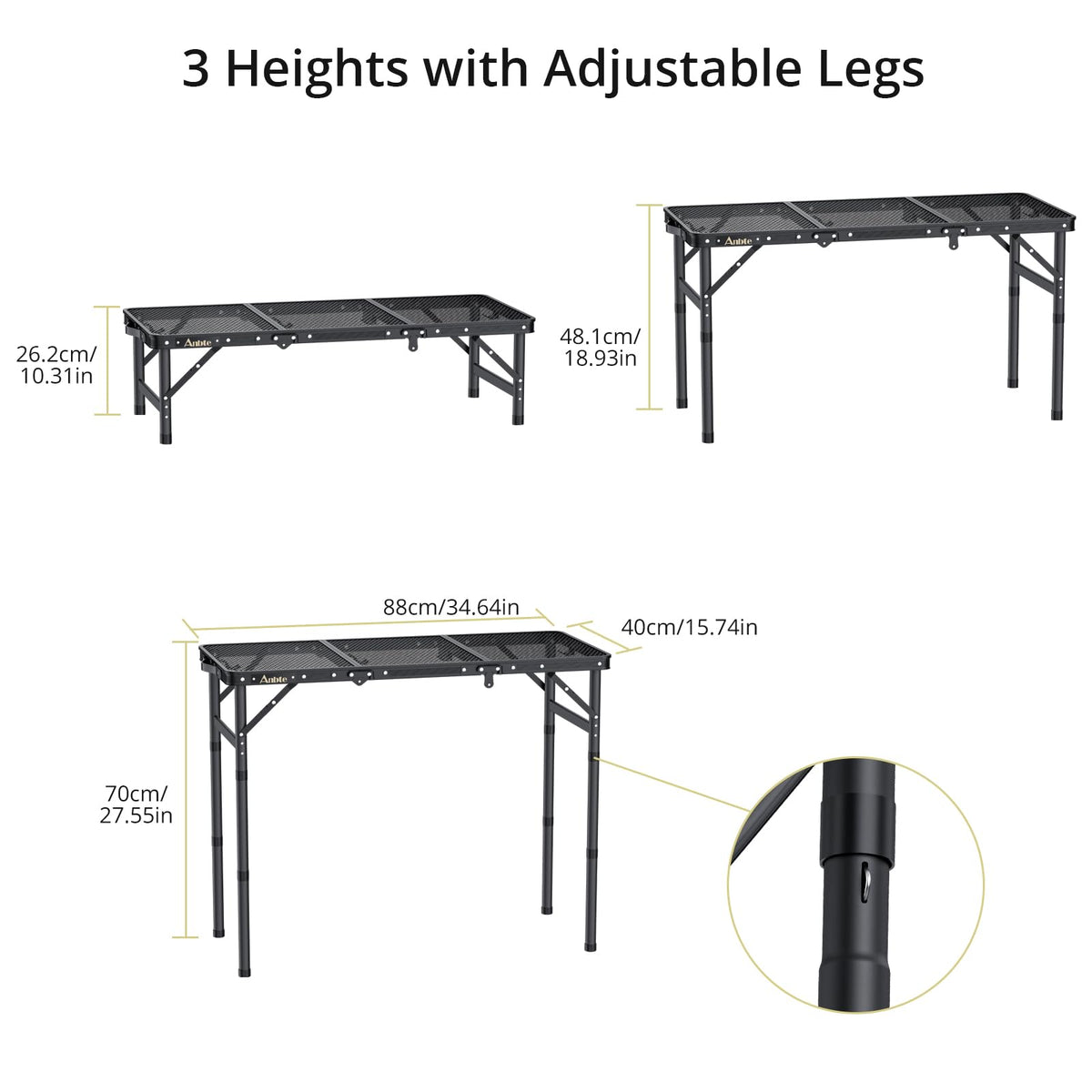 Folding Aluminum Camping Table 3 ft U348