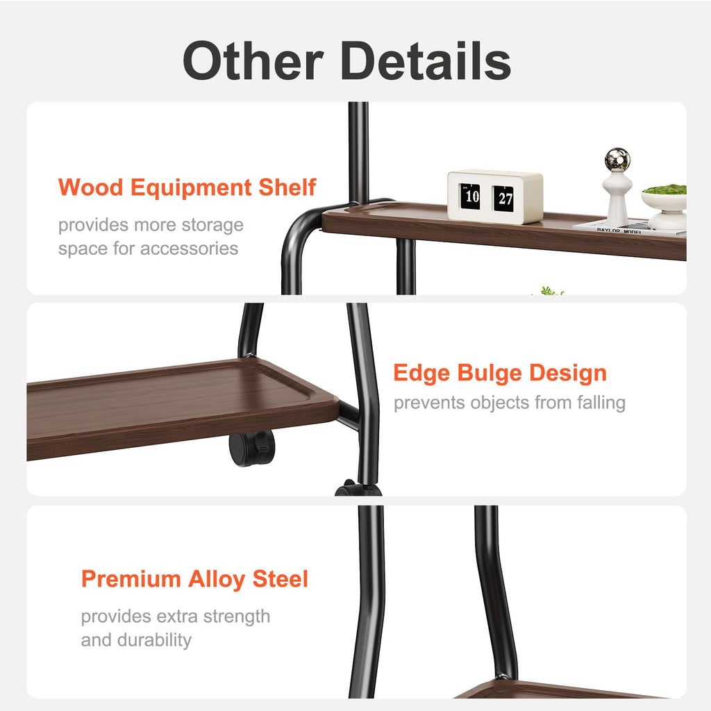 Rolling TV Stand on Wheels for 32-75 Inch TVs with Double Shelves C69696