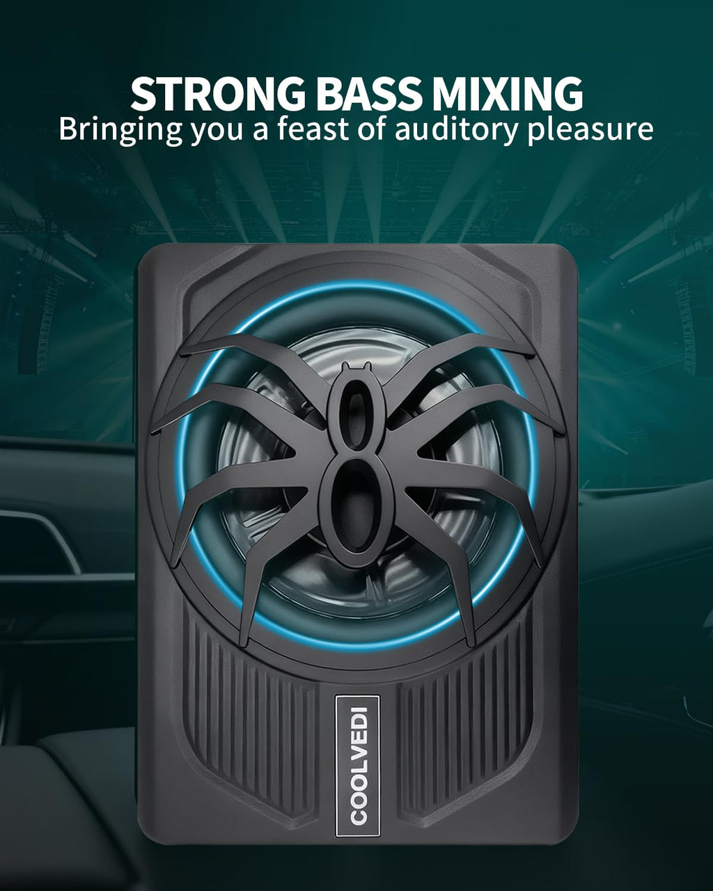 10" 1600W Slim Under Seat Powered Car Subwoofer D9780