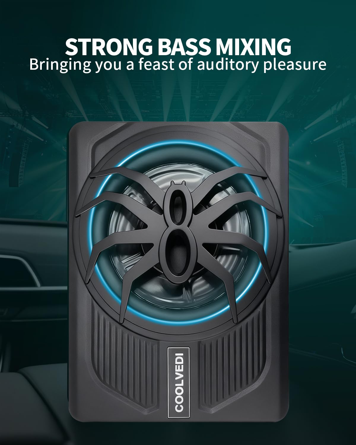 10" 1600W Slim Under Seat Powered Car Subwoofer D9780