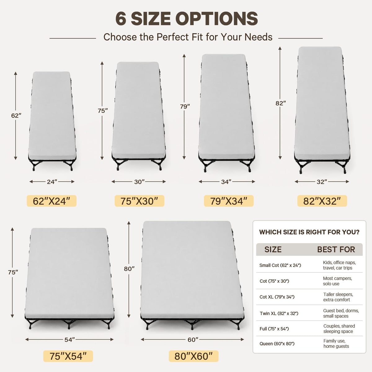 2 Inch Memory Foam Camping Cot Pad J3150