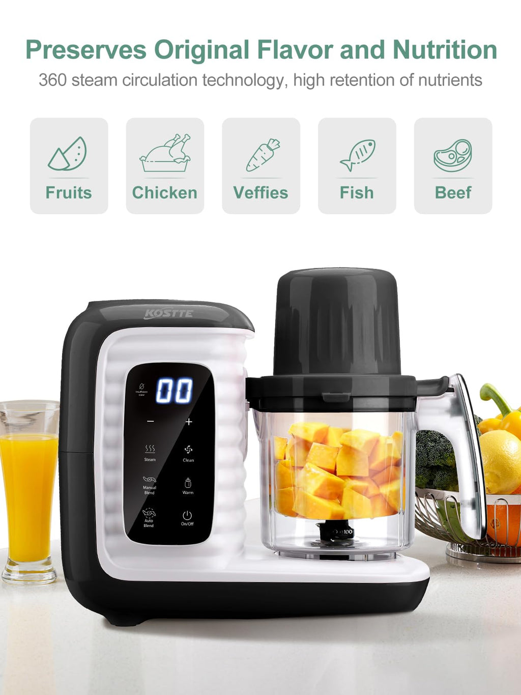 Baby Food Maker with Dual-Layer Steam Basket Y49303