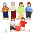 Wooden Dollhouse Dolls Family Set of 7 Miniature Figures and 2 Pets R277