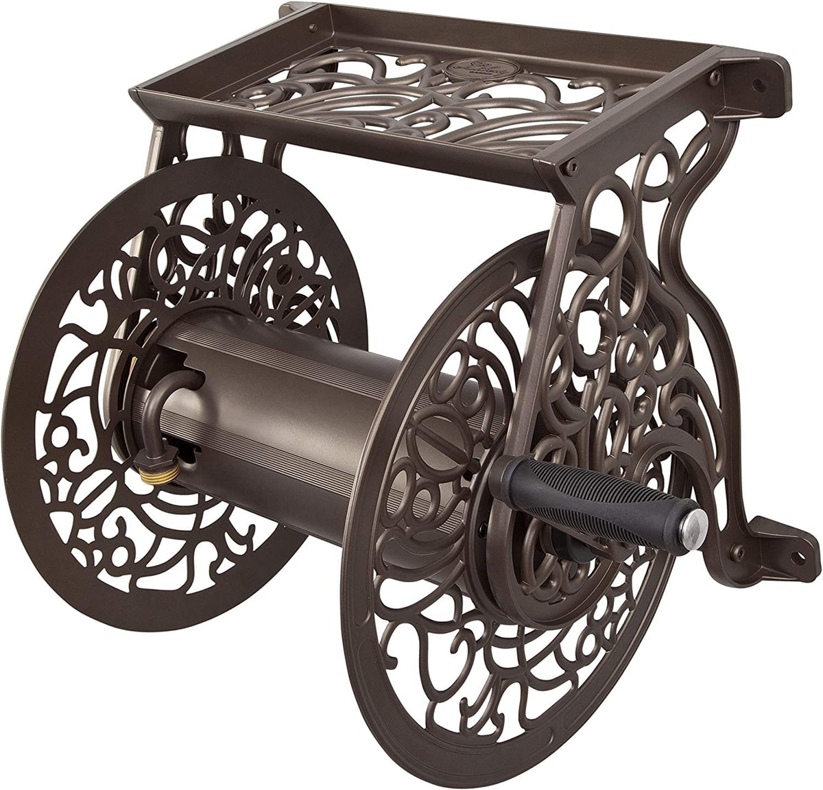 Cast Aluminum Wall Mount Hose Reel, Holds 125-Feet of 5/8-Inch Hose - Bronze B209