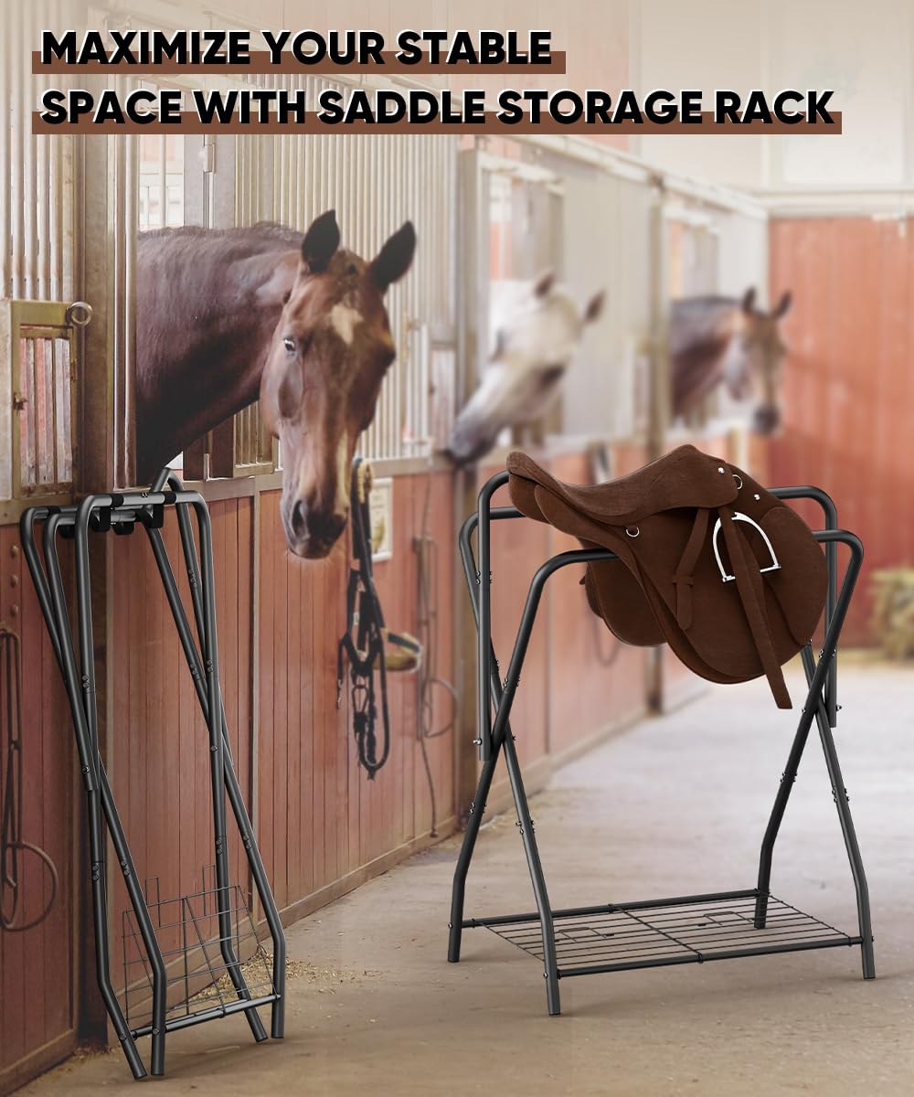 Foldable Saddle Rack with Storage F462573