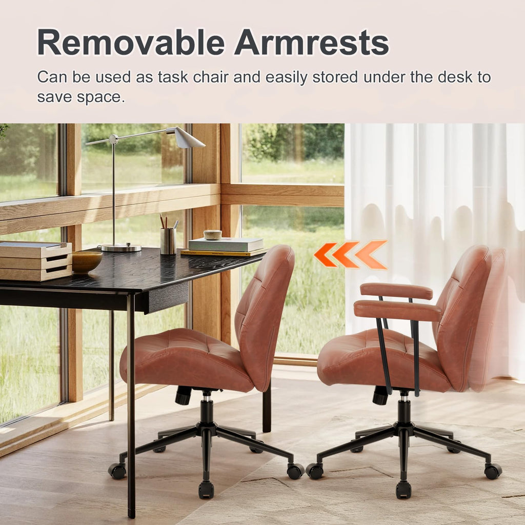 Leather Home Office Chair with Removable Armrests E99523
