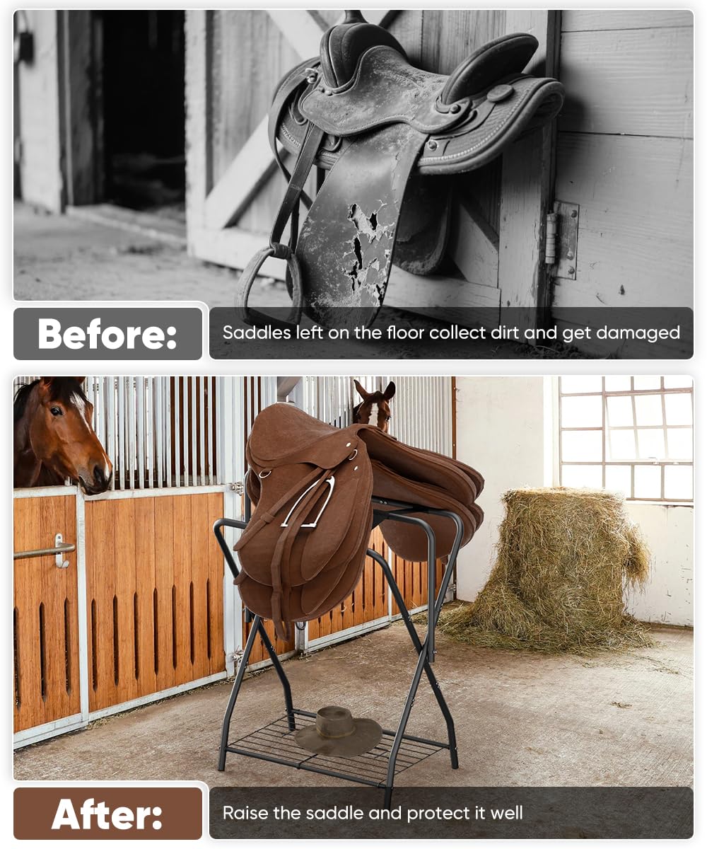 Foldable Saddle Rack with Storage F462573