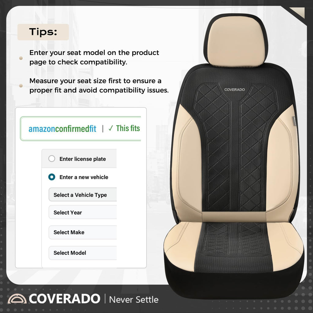 Beige 5-Piece PU Leather Mesh Car Seat Covers U66363