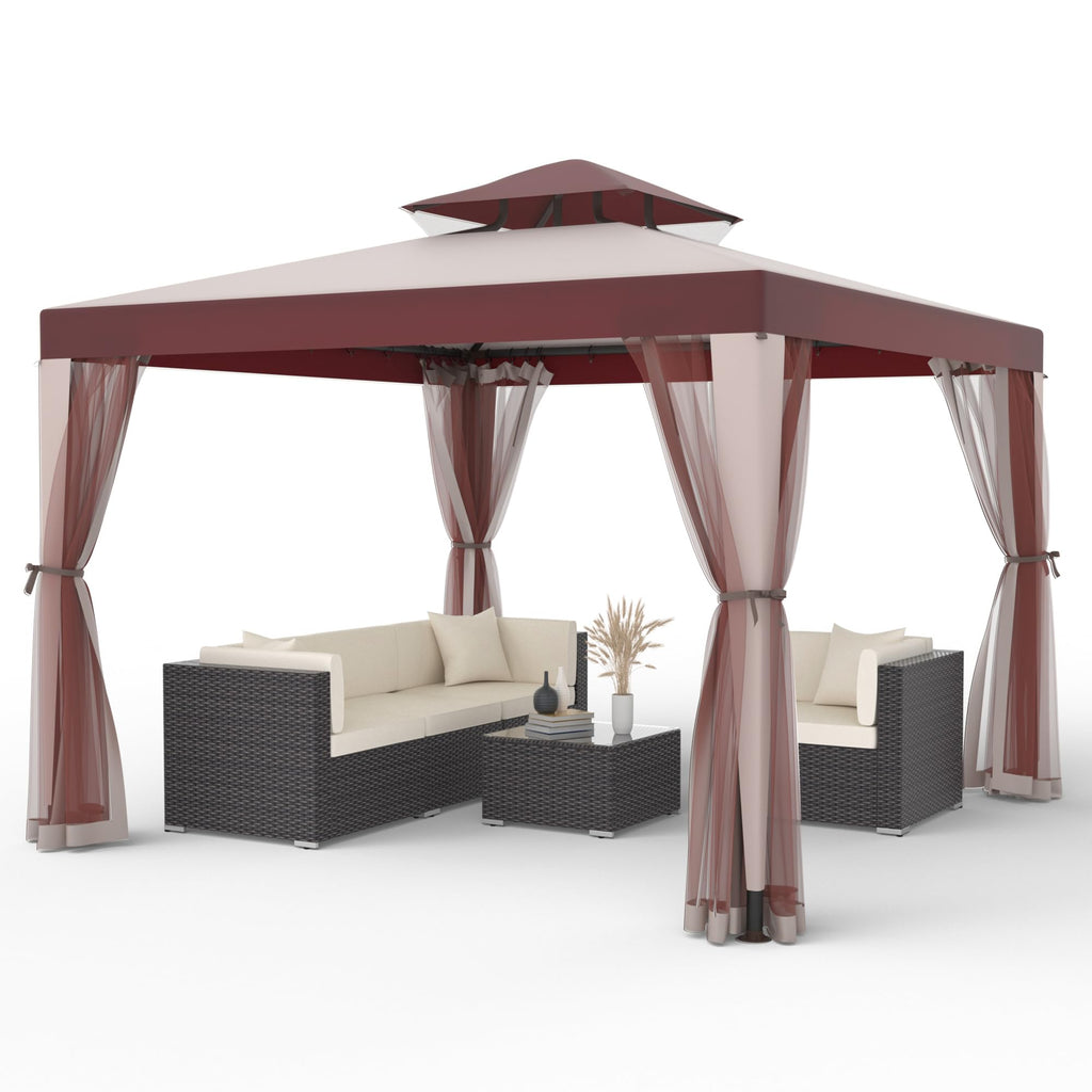 10x10 Outdoor Gazebo with Mosquito Netting J38335