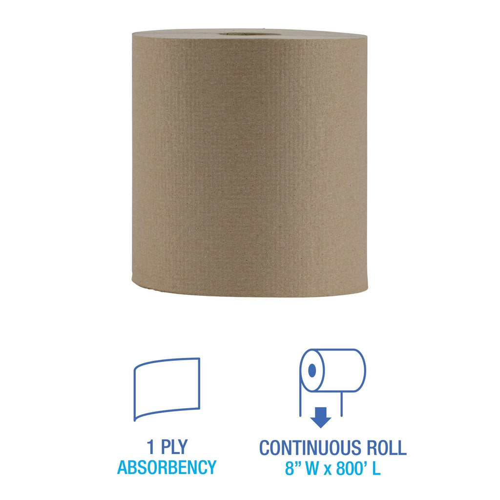 Hardwound Paper Towels, 6 Rolls, 1-Ply, 8" x 800 ft, Natural U511
