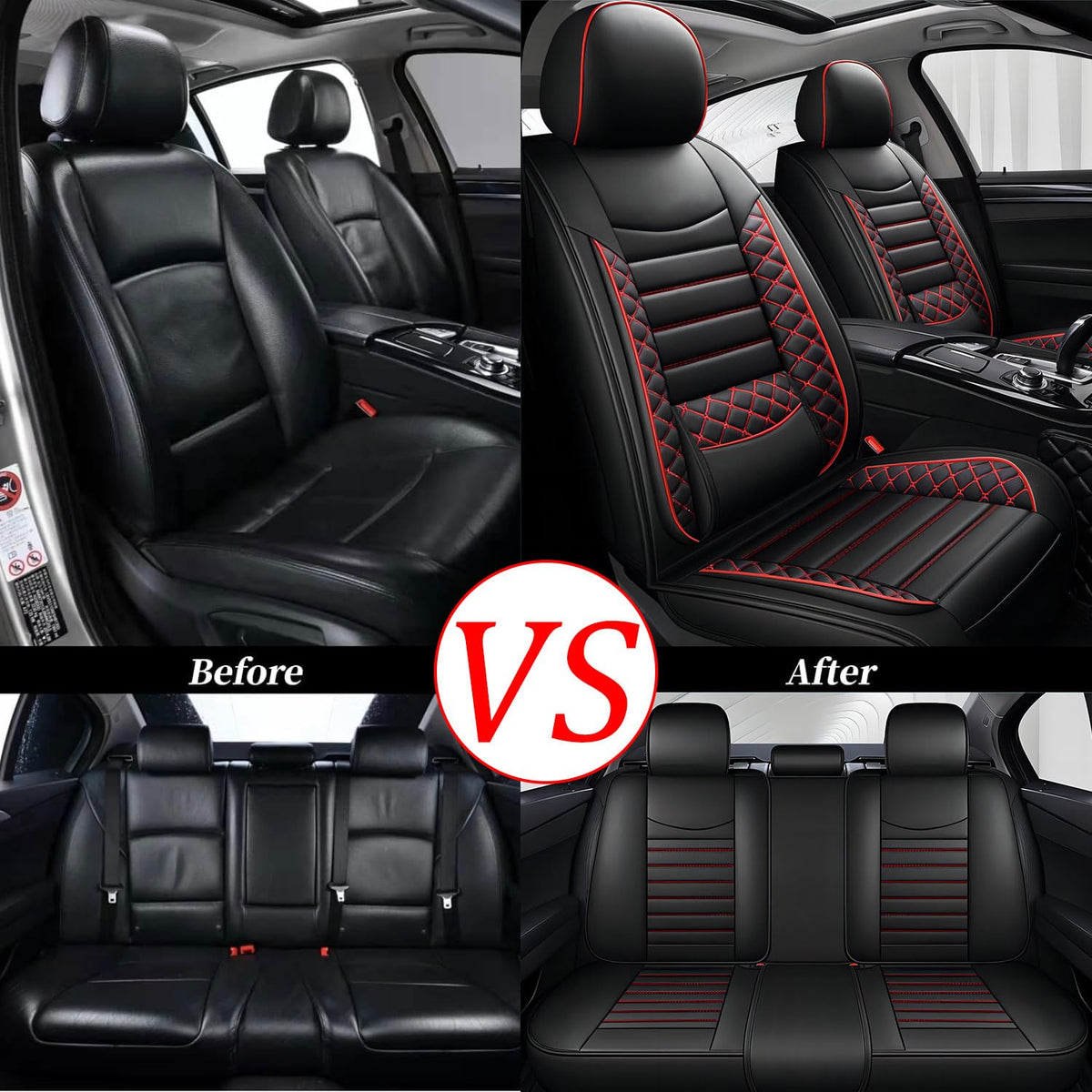 Leather 5-Seat Car Seat Covers Full Set H4006