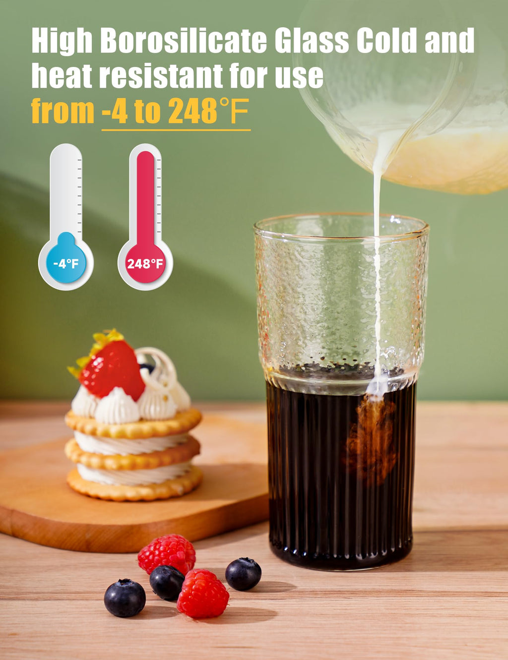 High Borosilicate Glass Tumbler Cup with Lid and Straw, 22oz Clear 2 Pack A216