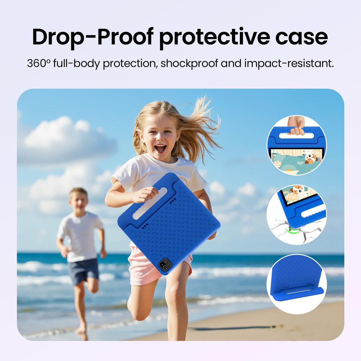 Android 16 Kids Tablet 10 Inch HD Display 8GB RAM 64GB ROM Blue D428