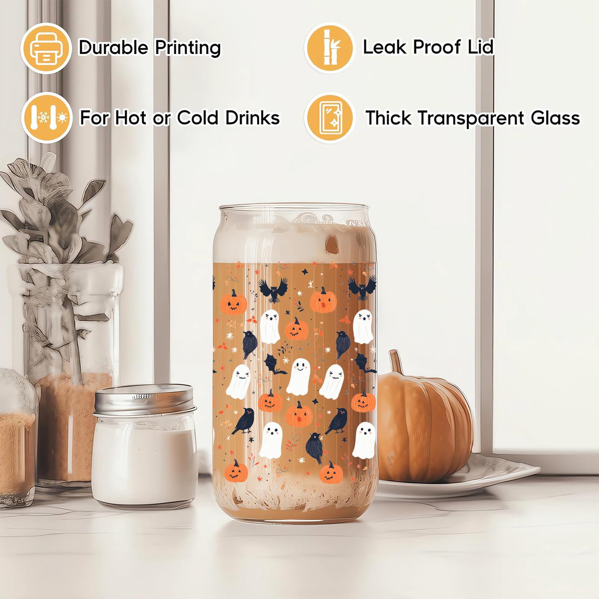 22oz Glass Tumbler with Lid & Straw N959542