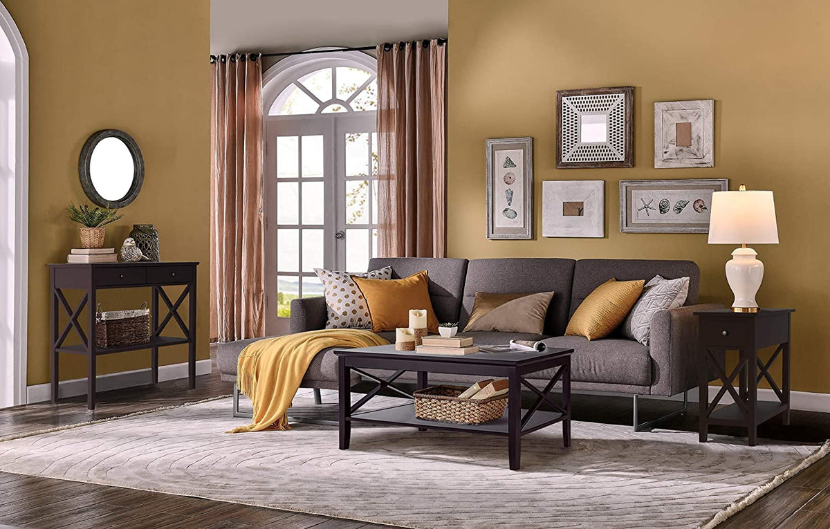 Espresso Wood Coffee Table with Storage 40 inches V790