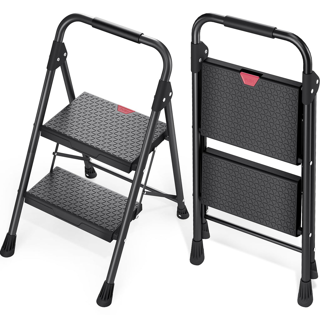 2-Step Folding Steel Step Stool with Handrail A910144